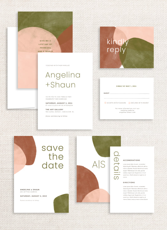 Angelina Collection - Modern Boho Wedding Invitations -Digital Download